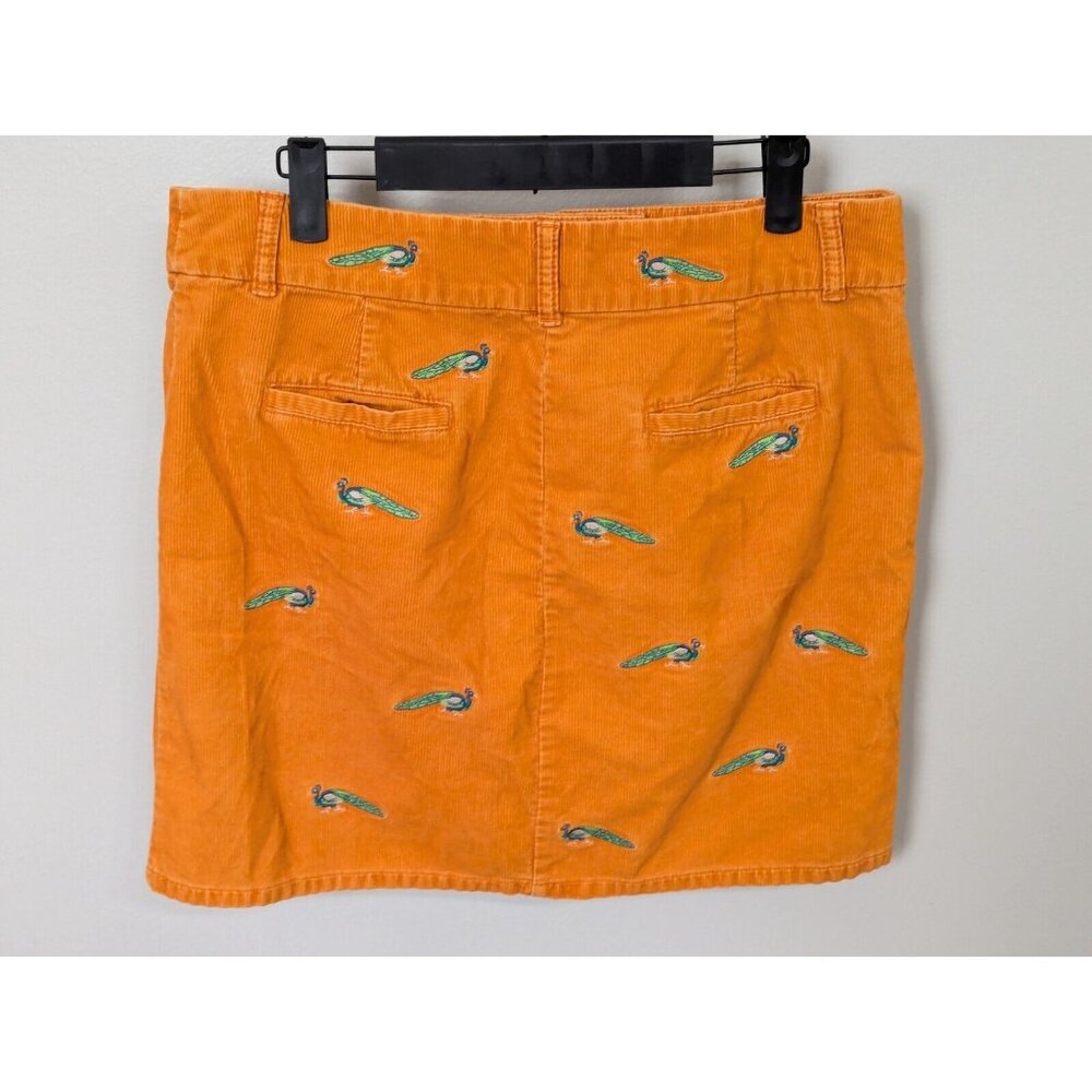 Vintage J. Crew Corduroy Critter Skirt Peacock Embroidery Orange Size 10 - Picture 5 of 9